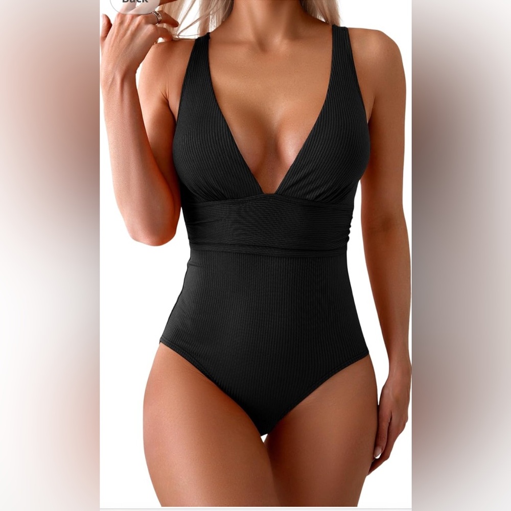 Eomenie, X-LG,One Piece Swimsuit Tummy Control Bathing Suit V Neck Slimming 1 Pc